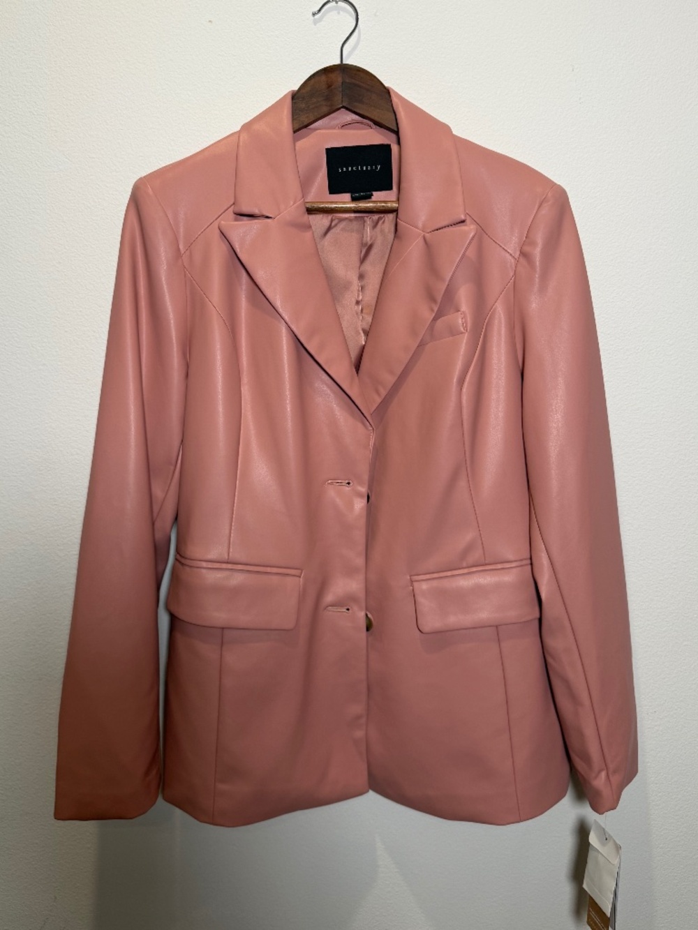 New Sanctuary Light Pink Vegan Leather Blazer Original Price $180 SZ: L